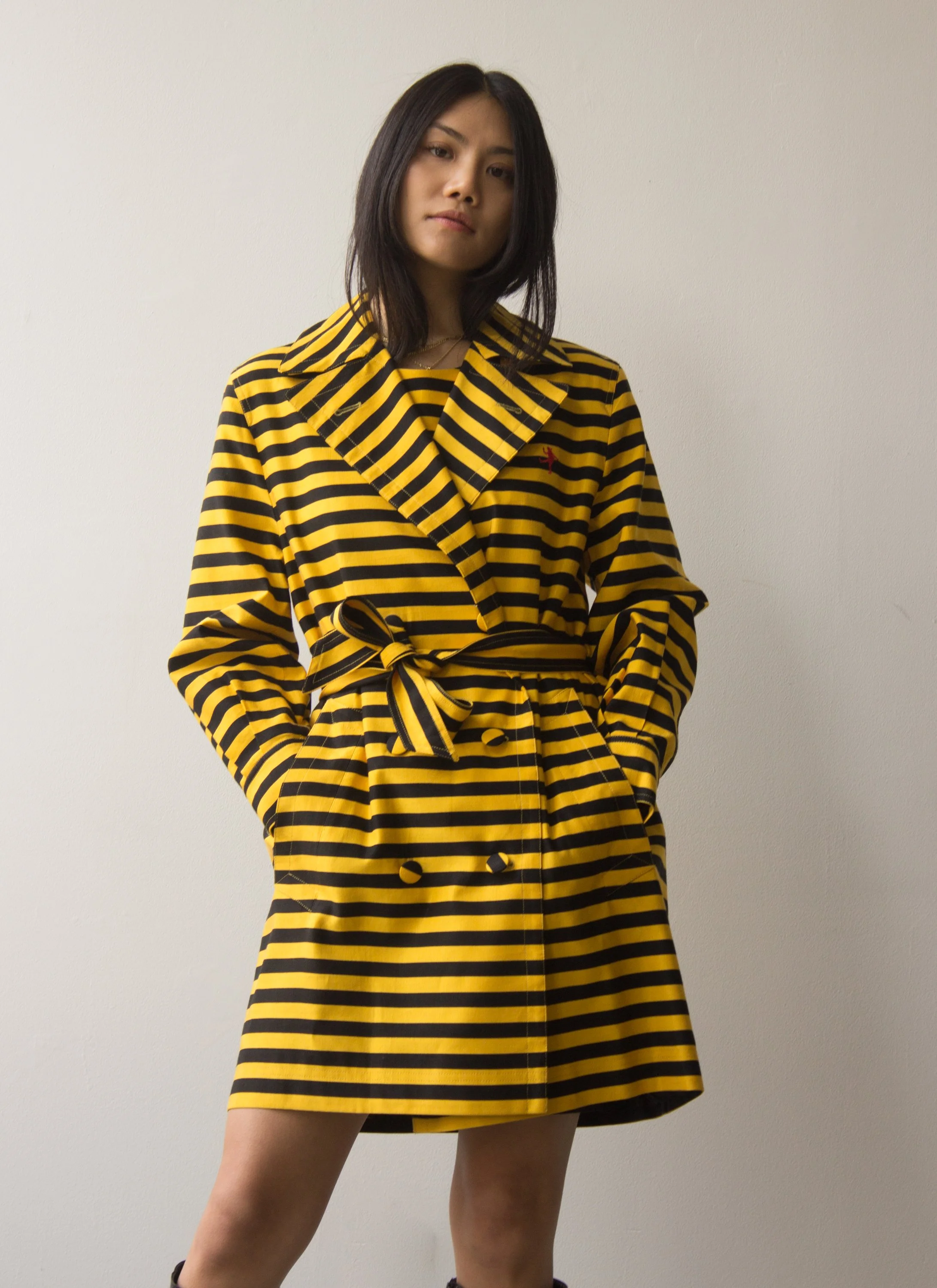 Early 90s Moschino Cheap & Chic Silk Faille Striped Jacket and Early 90s Moschino Cheap & Chic Silk Faille Striped Jacket and